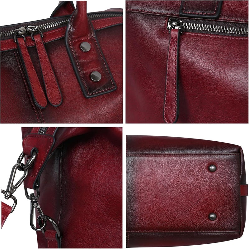 Iswee Genuine Leather Satchel Tote Bag Top Handle Handbag Designer Shoulder Bag Large Capacity Cross Body Bag - Image 4